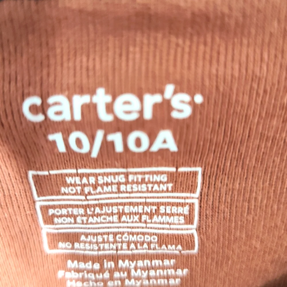 Carter's Kids‎ Girls Size 10/10A Brown and Black 2-Piece PJ Set with Hearts